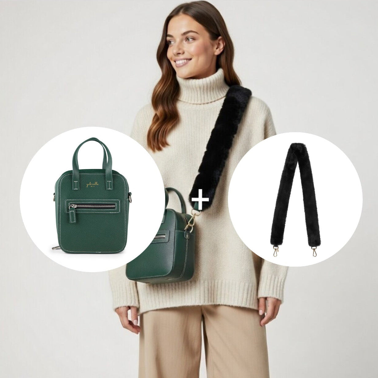 Kit: Aurora Bag + Faux Fur Strap Gold