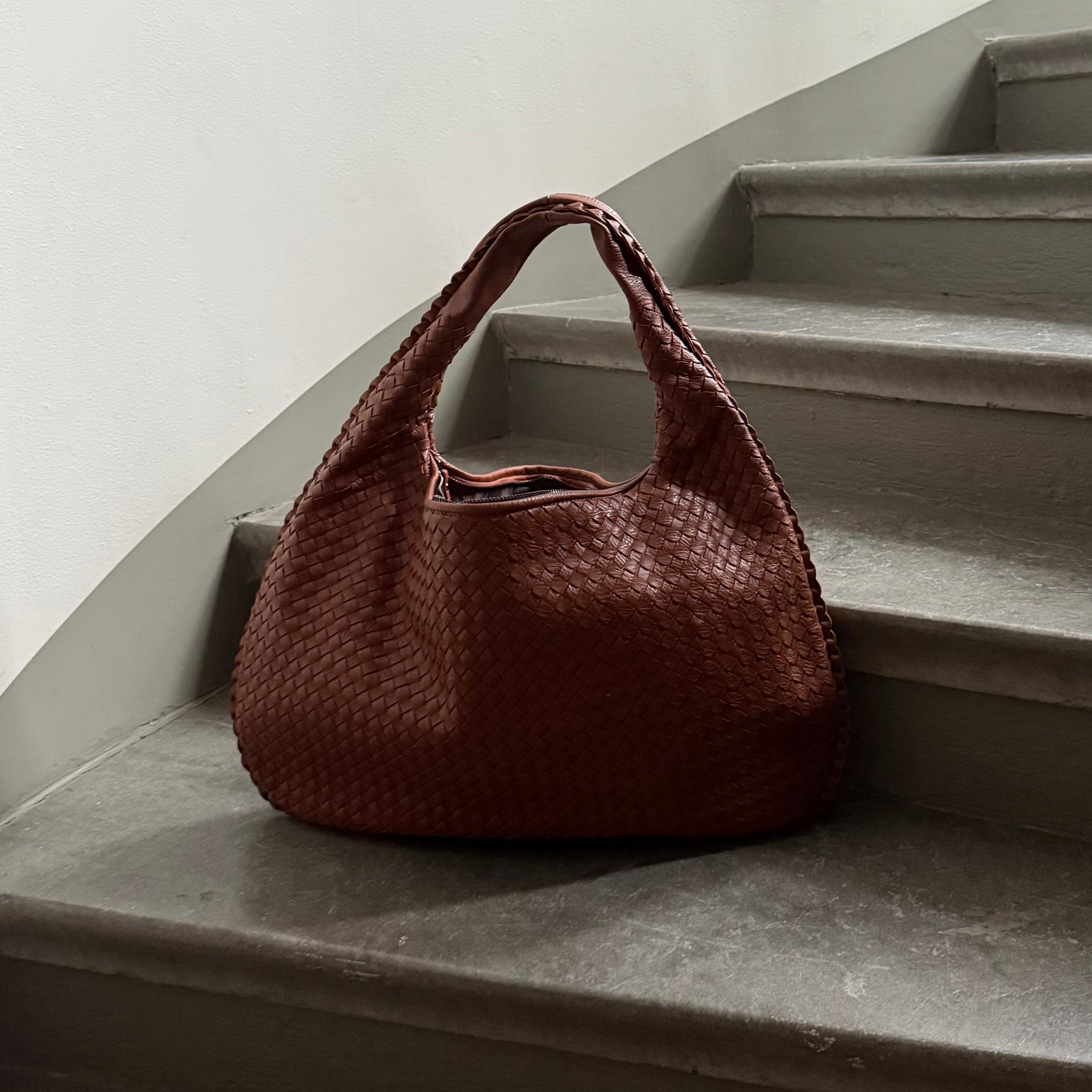 Brown Luna Braided Tote Bag