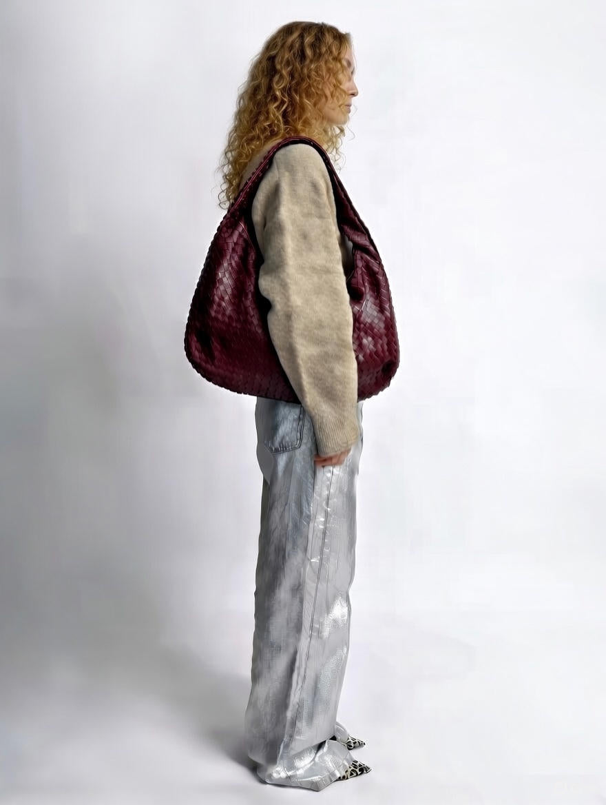 Brown Luna Braided Tote Bag