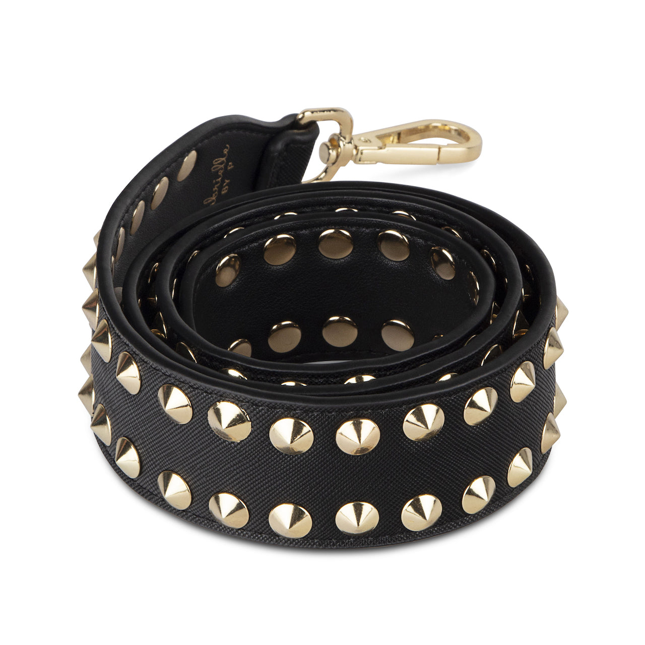 Black Double Stud Strap Gold "Regular Length"