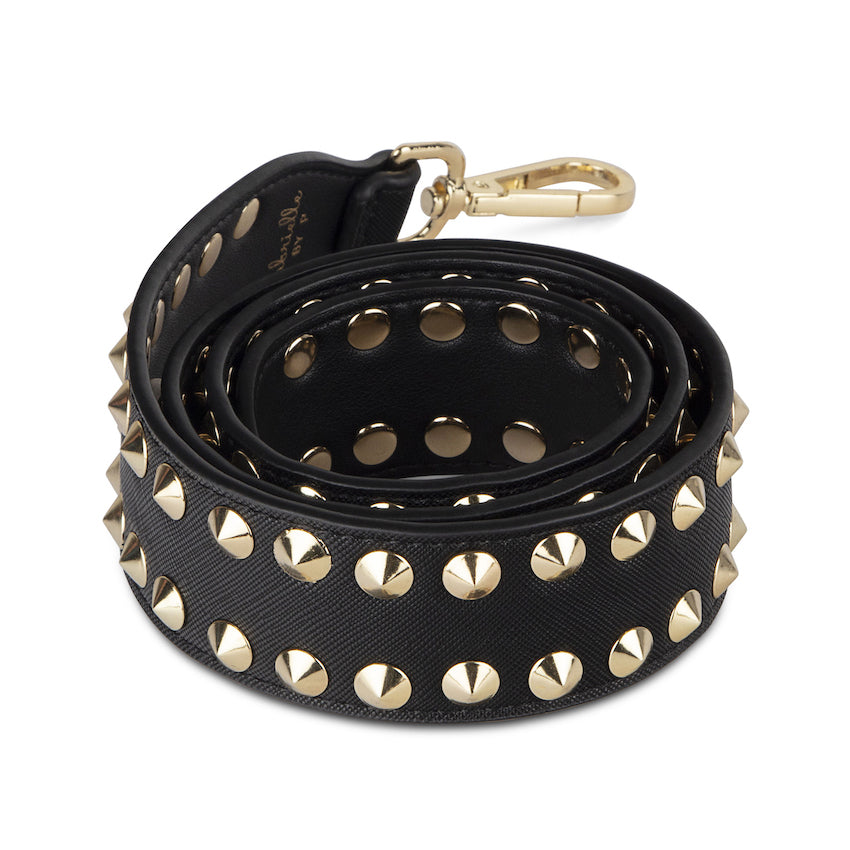 Black Double Stud Strap Gold "Short Length"