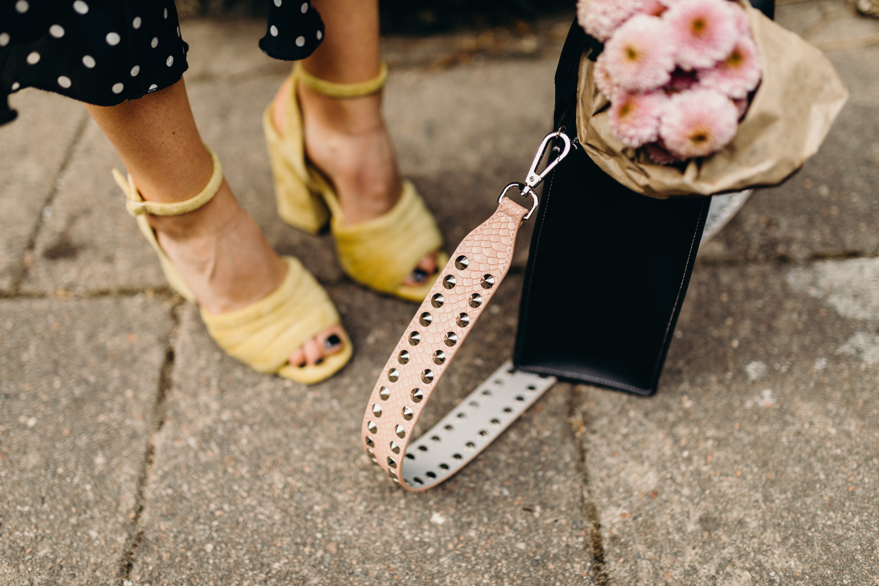 Pink Double Stud Strap Silver "Regular Length"