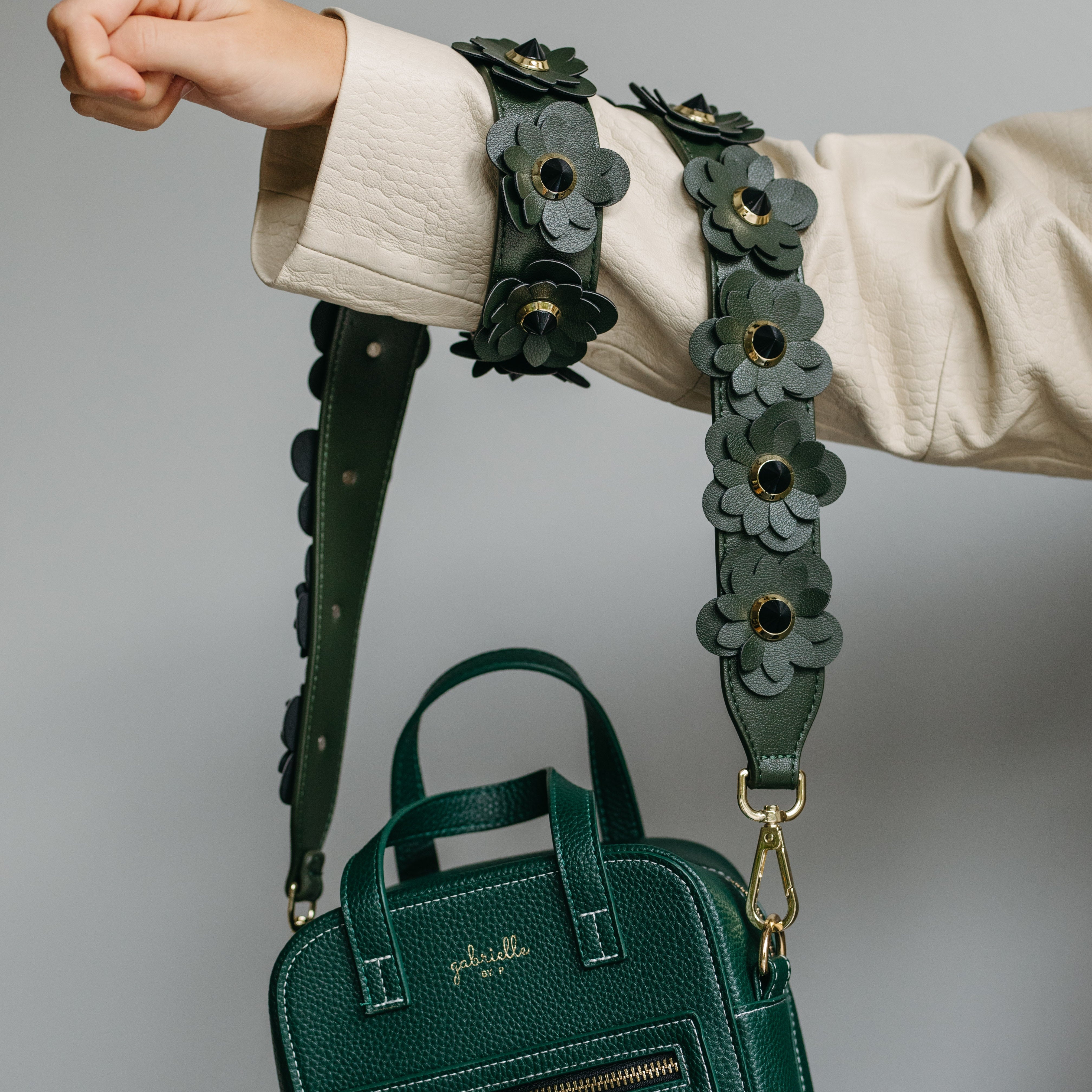 Green blossom bag strap "regular length"