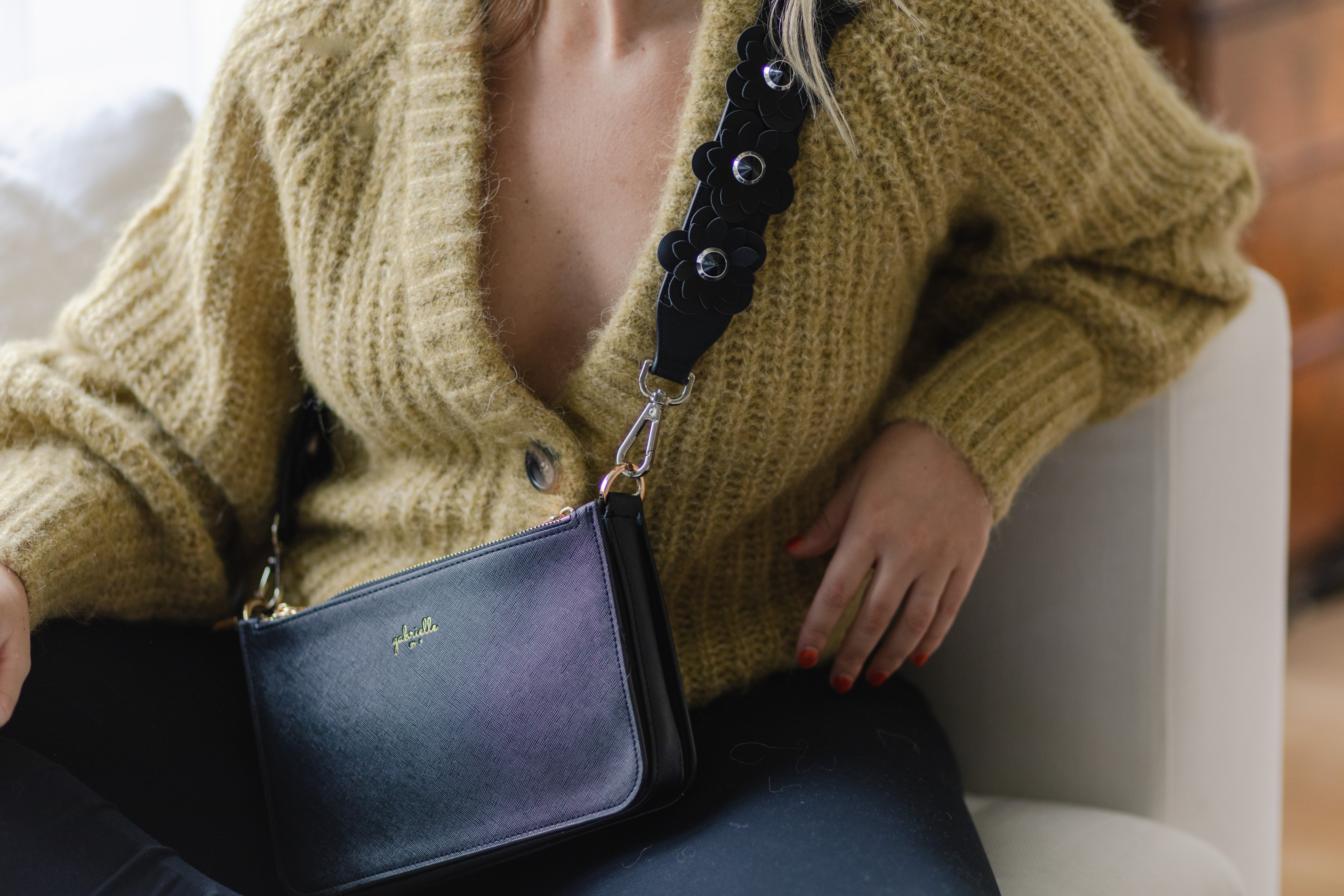 Black Blossom Strap Silver "Regular Length"