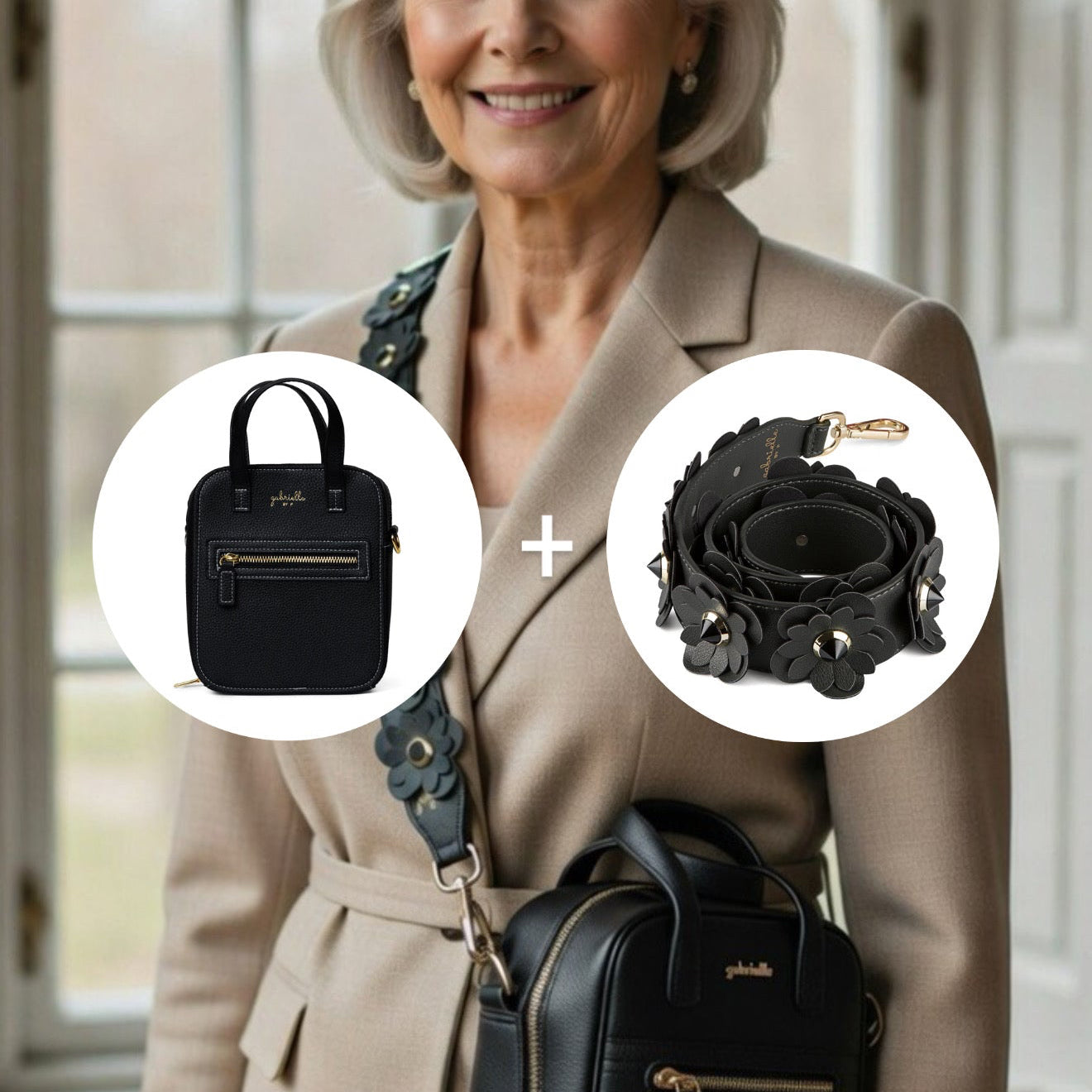 KIt: Aurora Bag Black + Blossom Black Silver