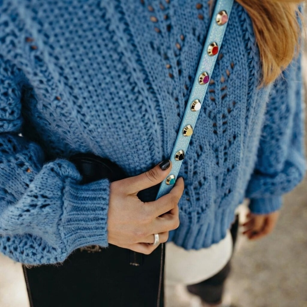 Blue Thin Colorful Strap Gold