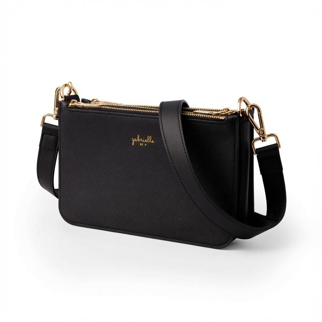 Classic Triple Zip Black Bag