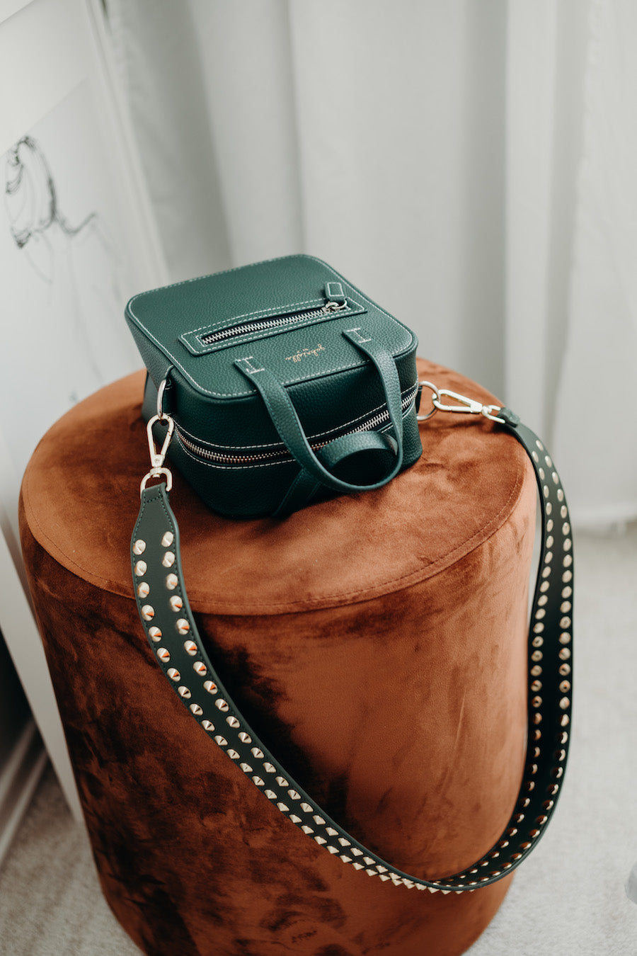 Aurora Bag + Double Stud Green (Short length)
