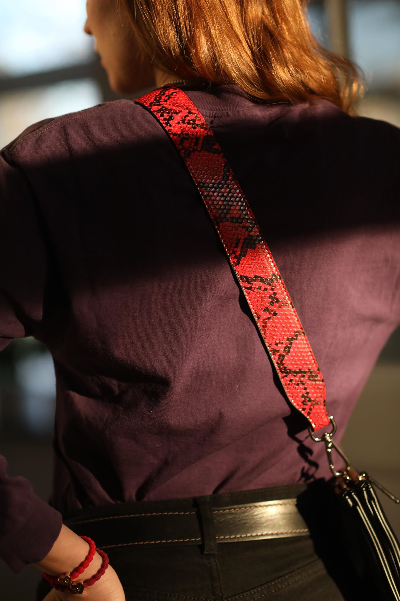 Red Snakeskin Strap Gold "Short Length"