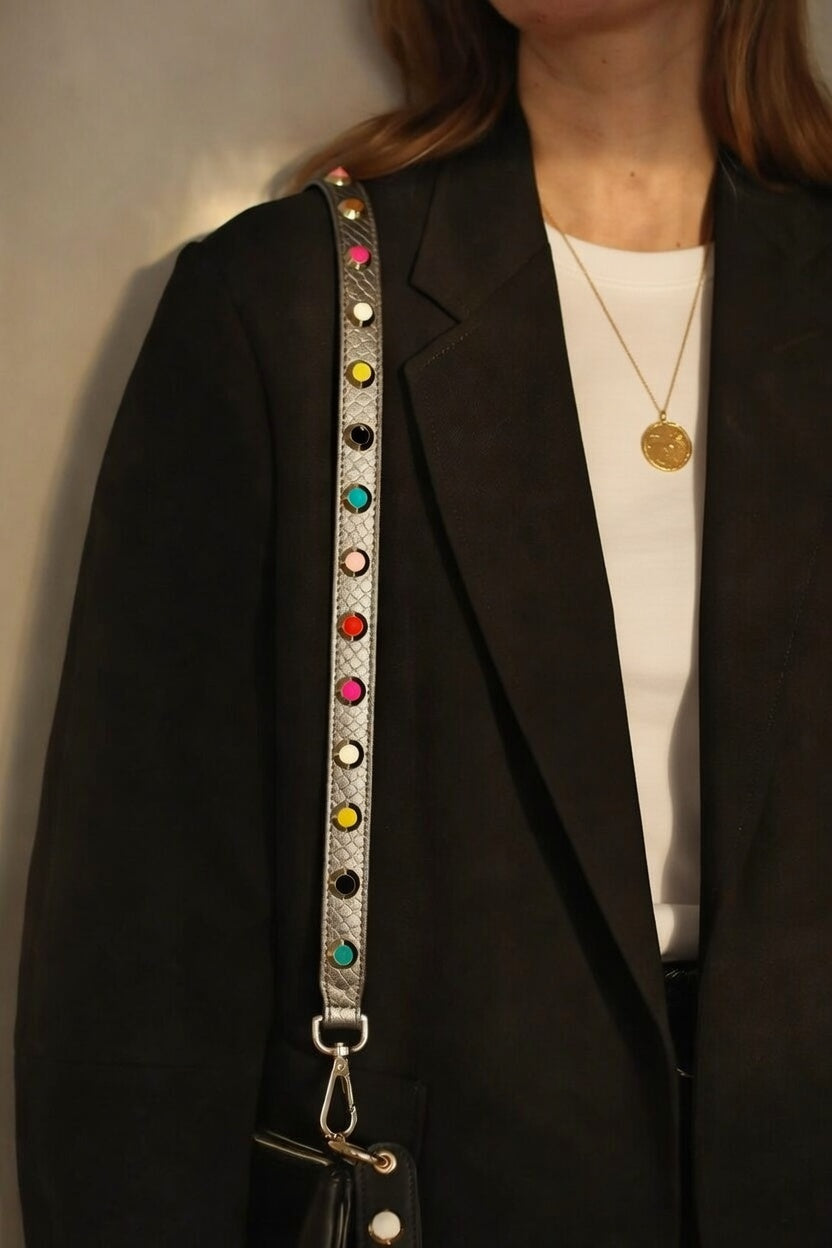 Grey Thin Colorful Strap Gold