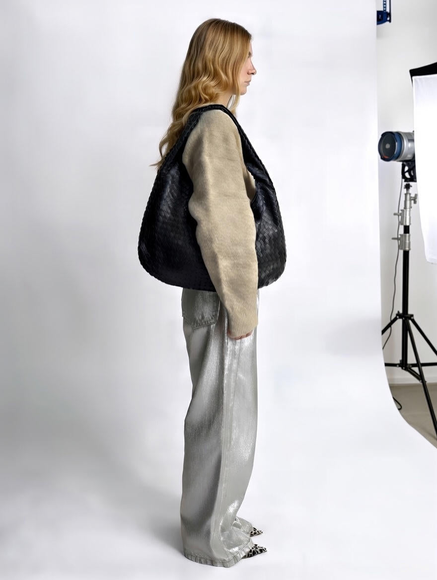 Black Luna Braided Tote Bag