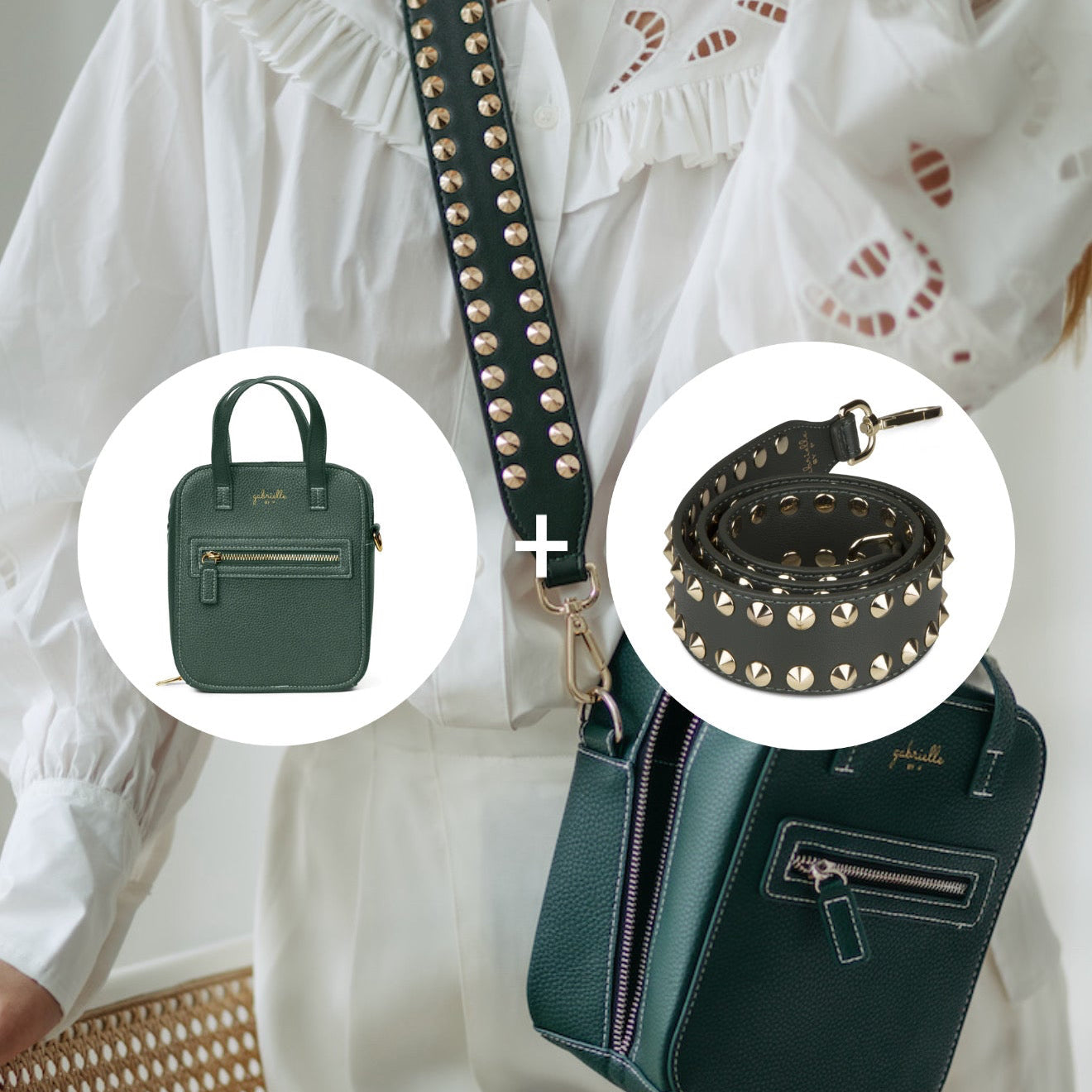 Kit: Aurora Bag + Double Stud Green Gold