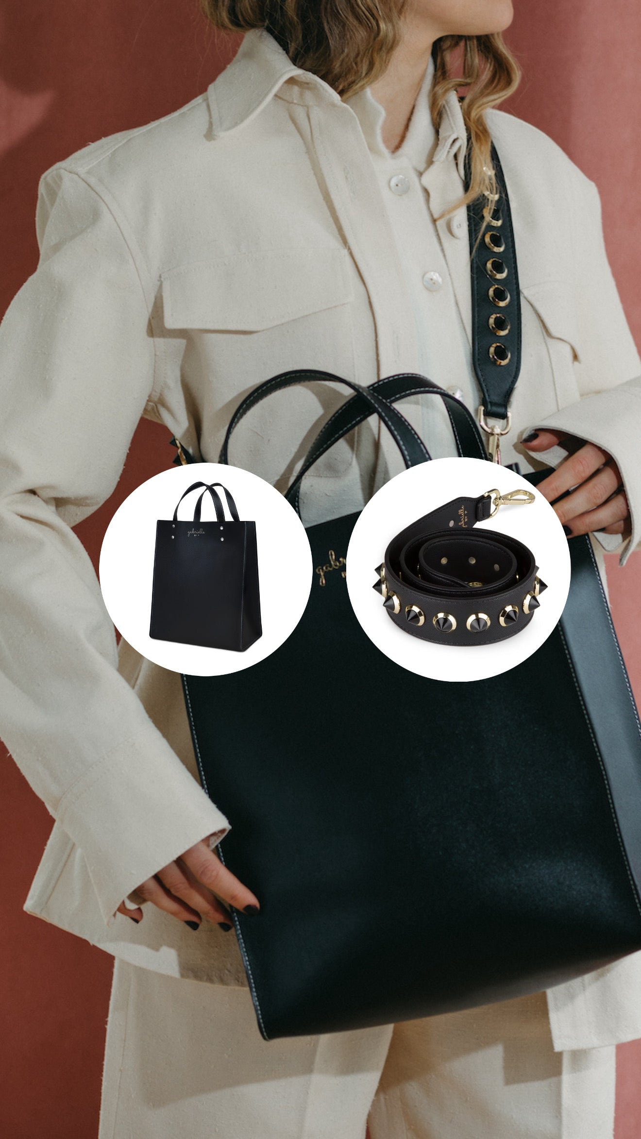 Kit: Leoni Large + Studded Strap Gold