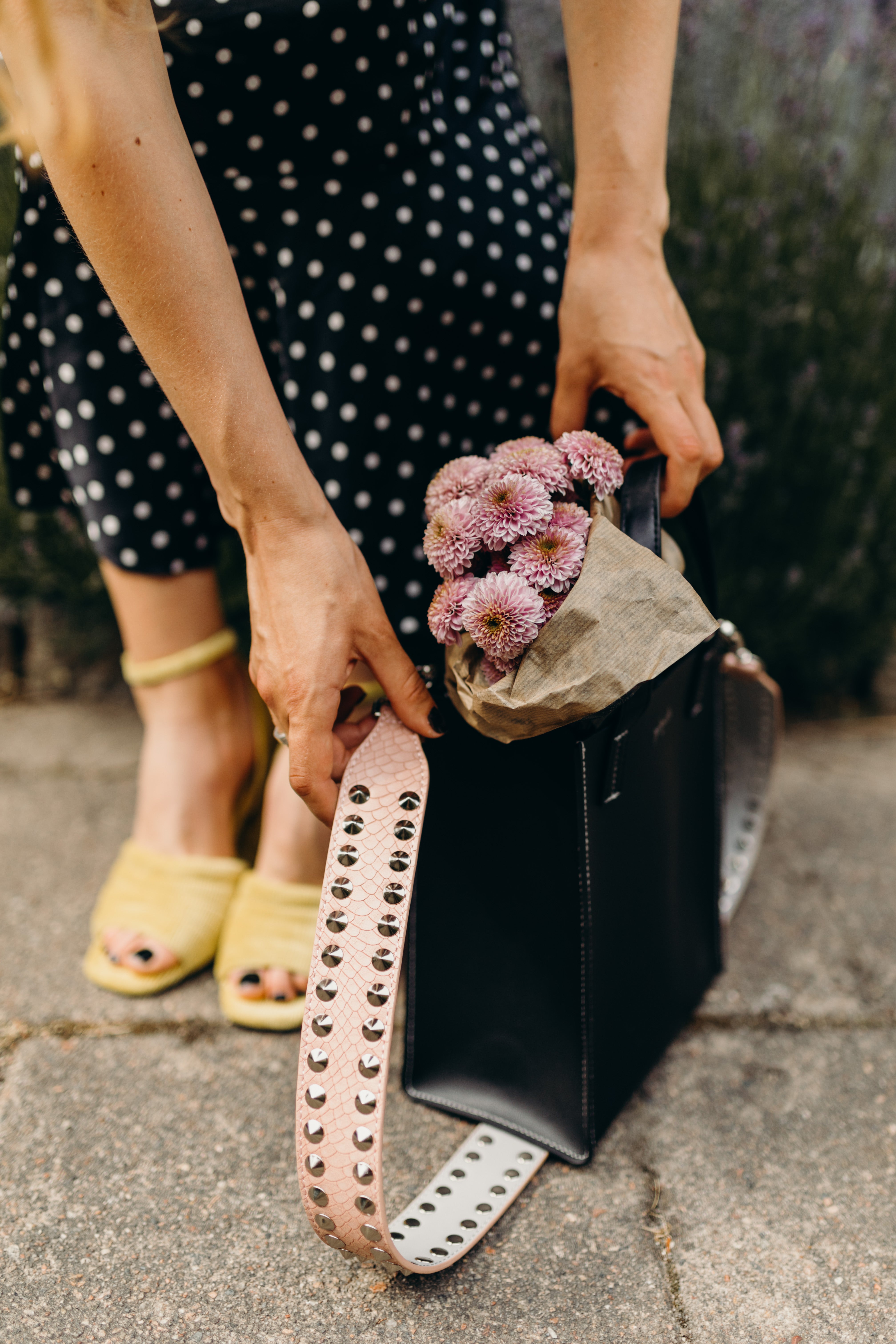 Pink Double Stud Strap Silver "Regular Length"