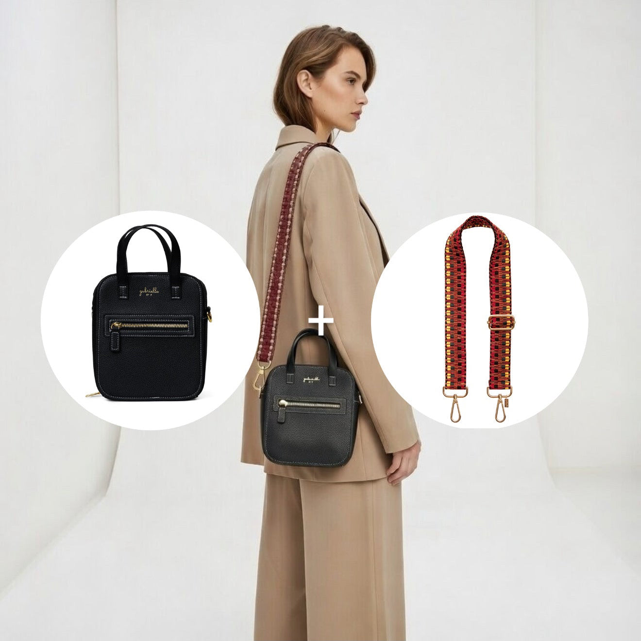 Kit: Aurora Bag Black + Brown Adjustable Gold