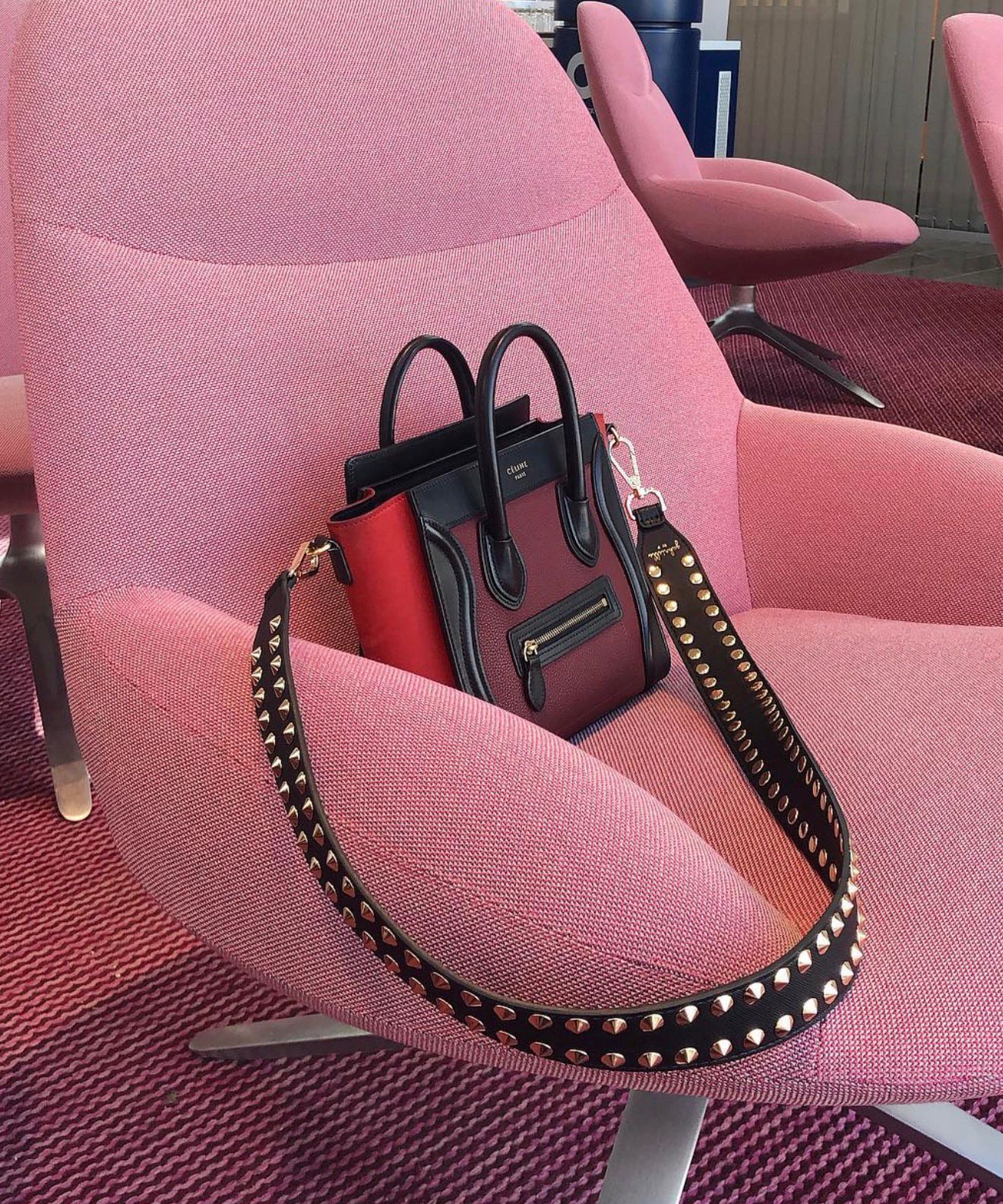 Black Double Stud Strap Gold "Regular Length"