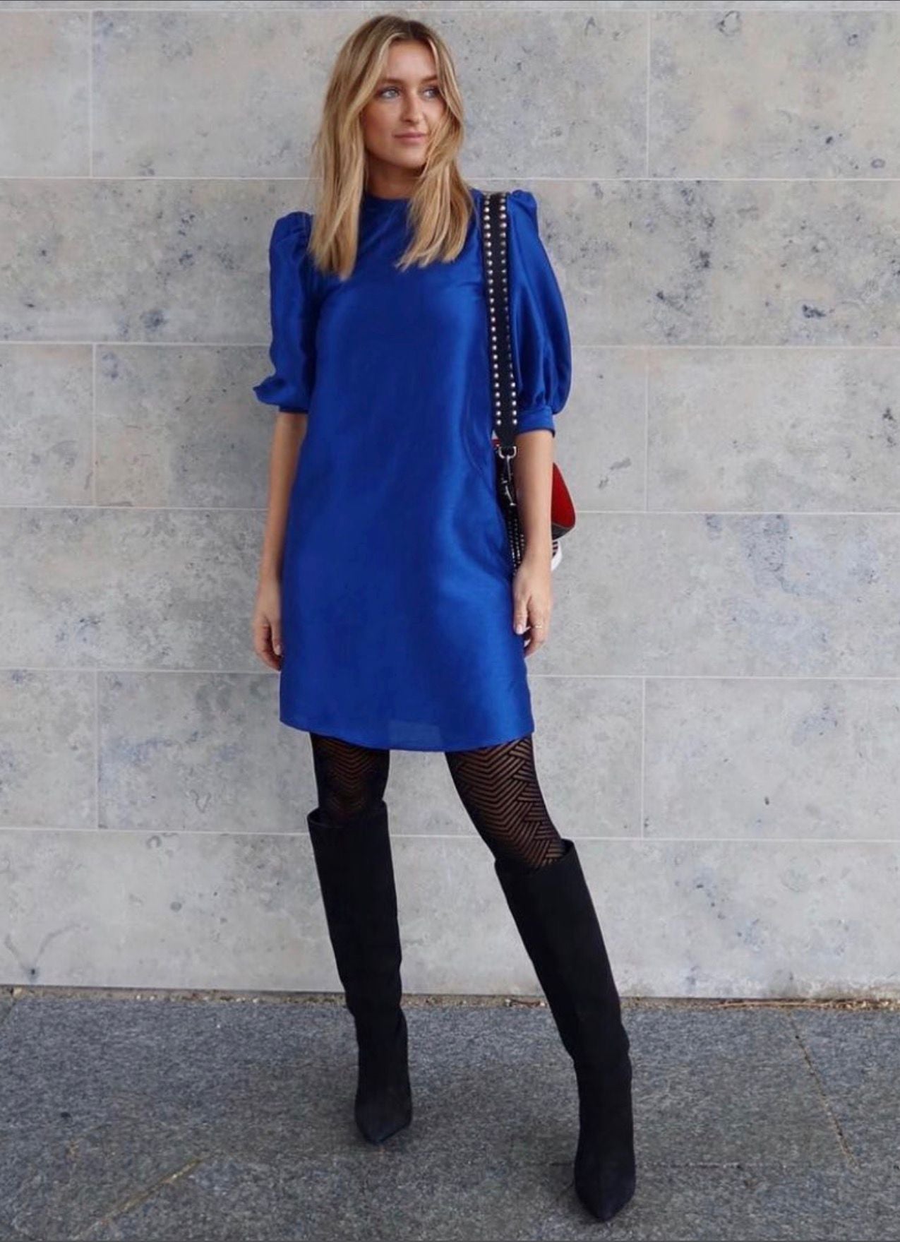 Black Double Stud Strap Silver "Regular Length"