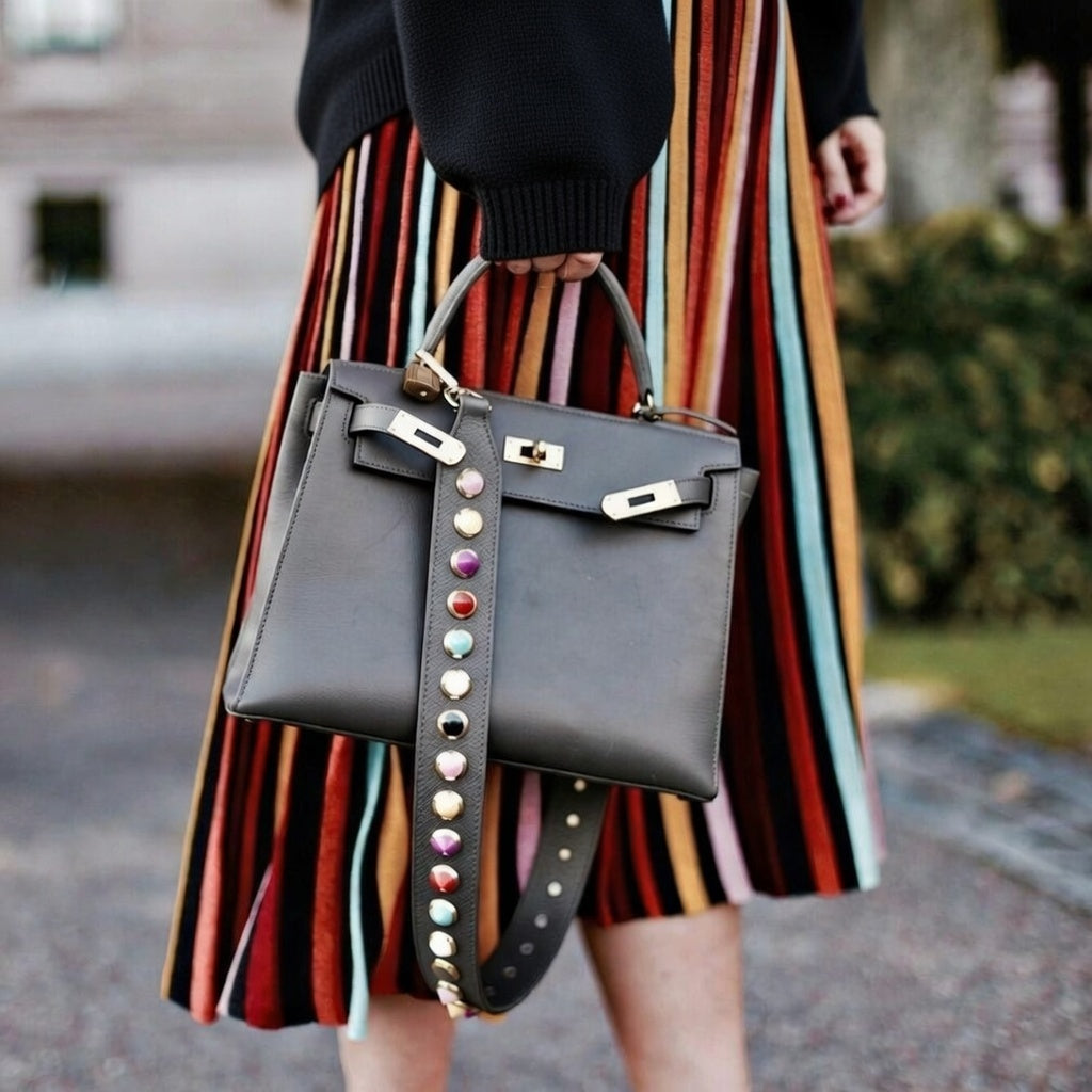 Grey Colorful Strap Silver "Short Length"