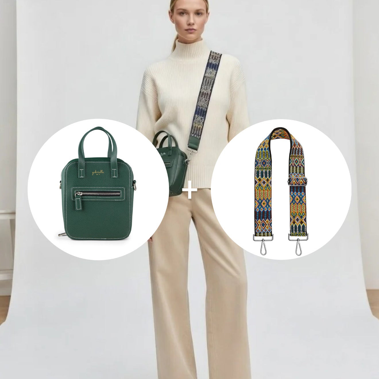 Kit: Aurora Bag Green + Inka Strap Silver