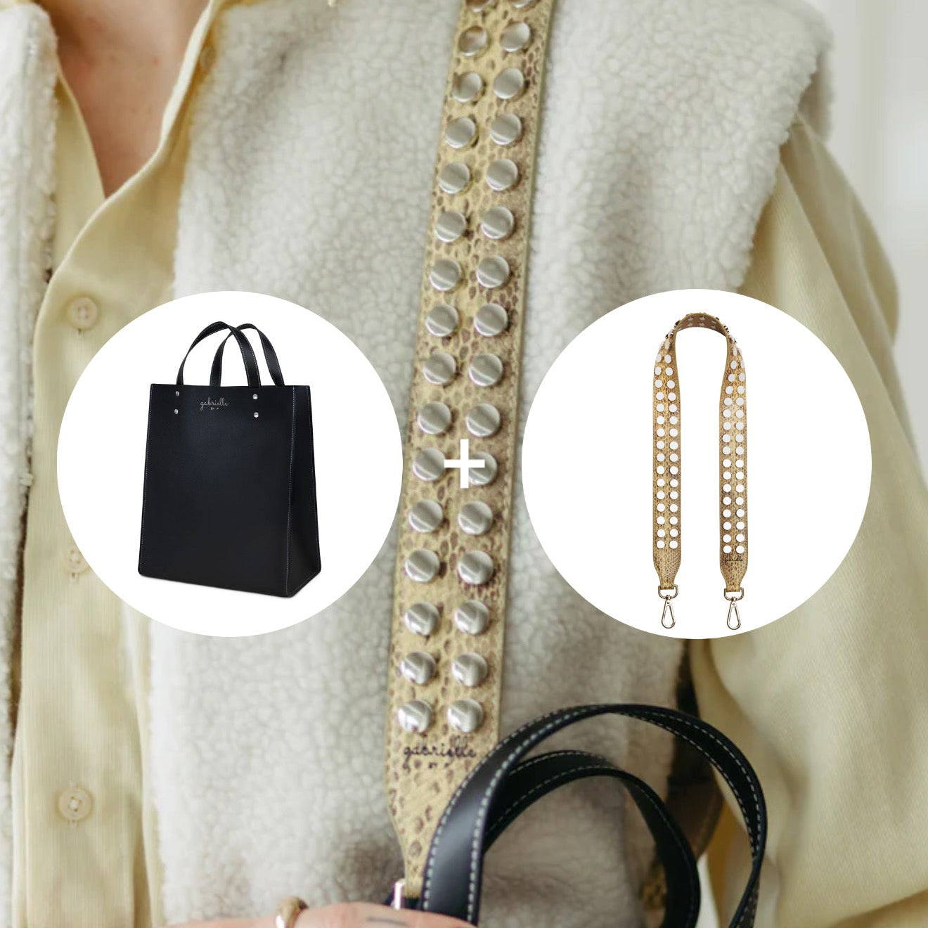 Kit: Leoni Large + Snakeskin Studded Gold