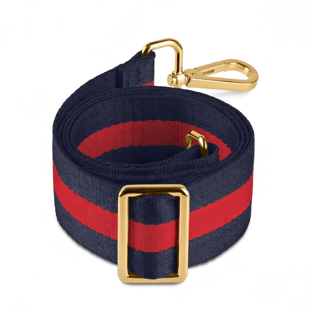 Red/Navy Bag Strap Gold