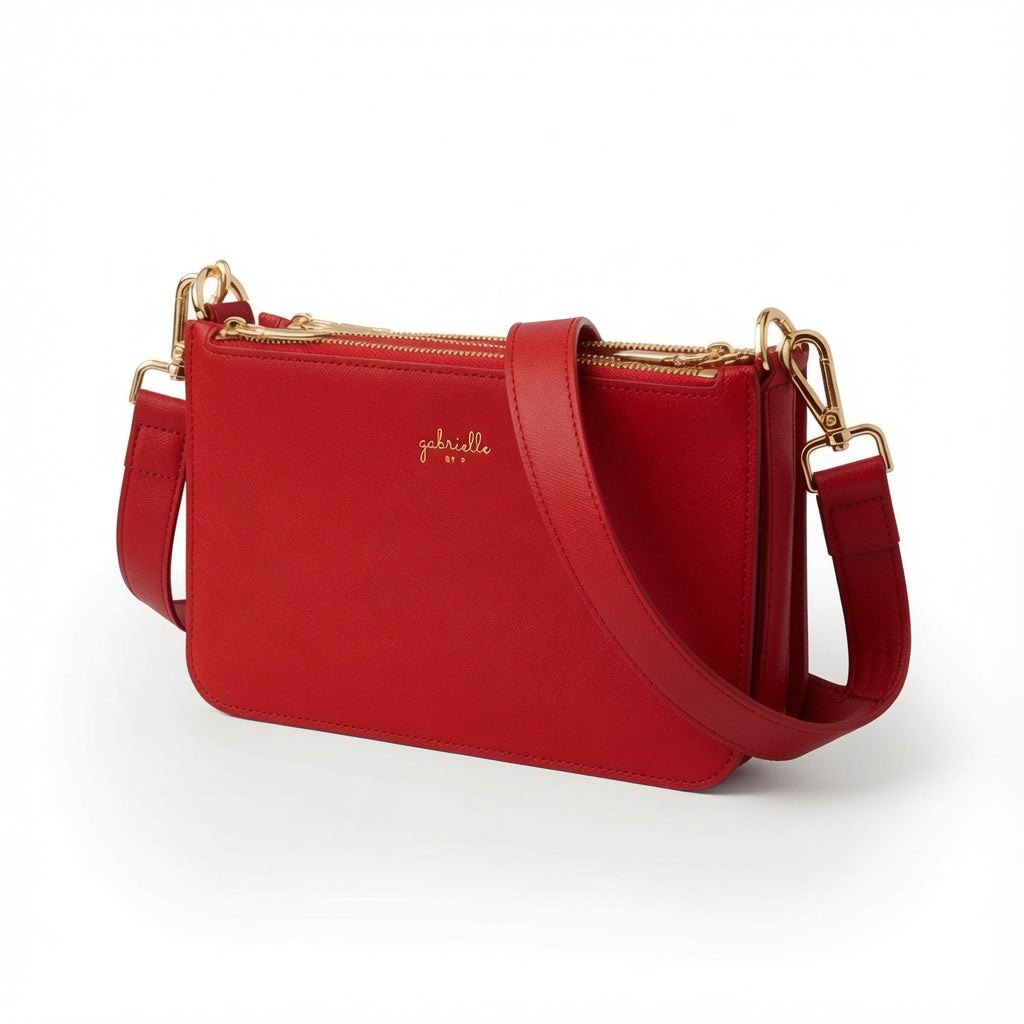 Classic Triple Zip Red Bag