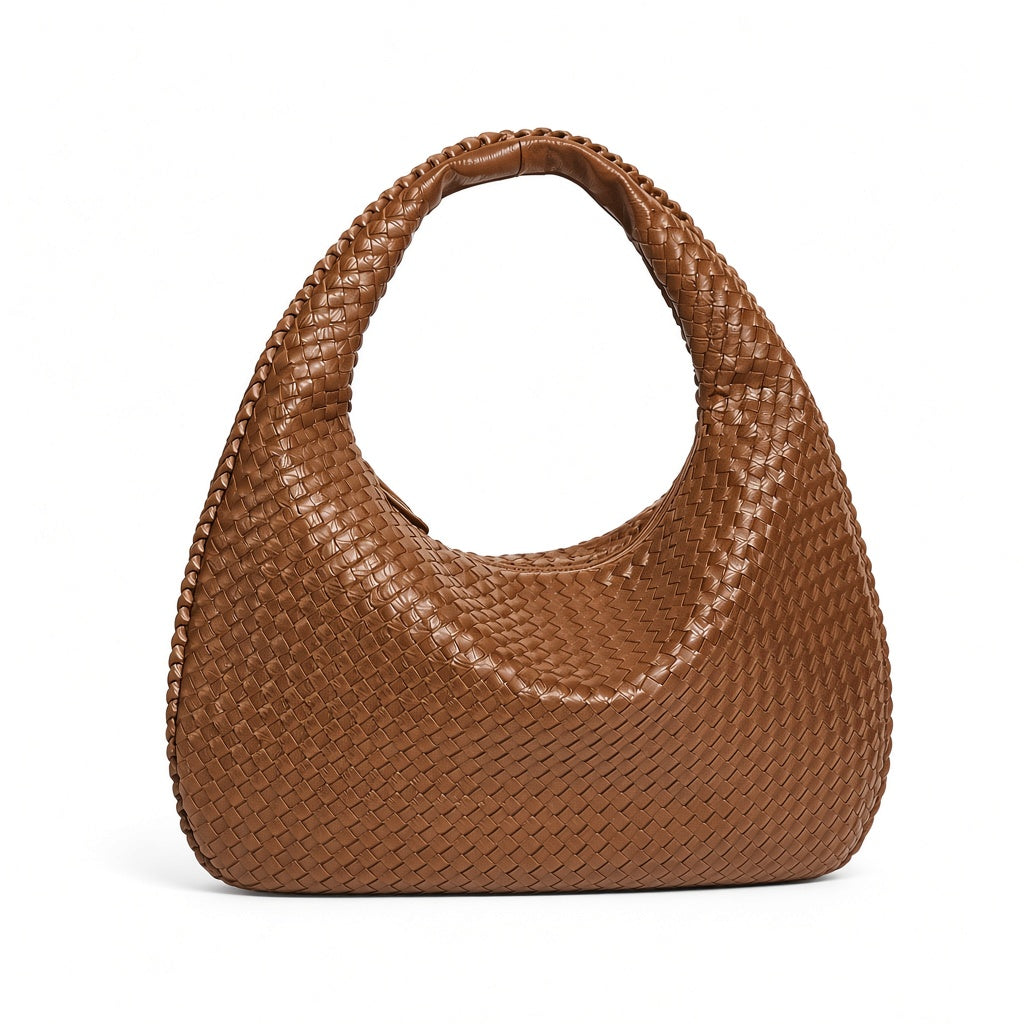 Brown Luna Braided Tote Bag