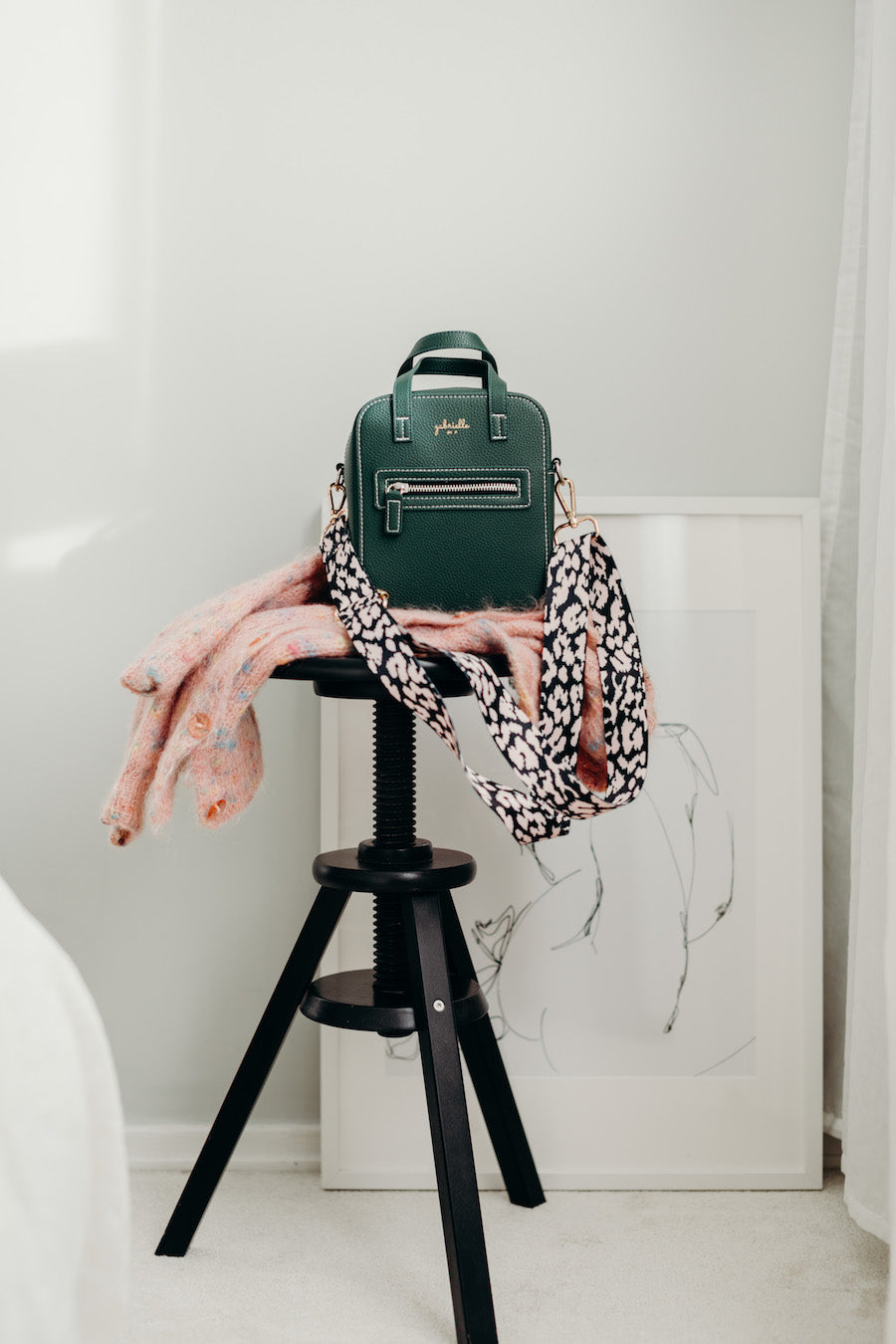 Aurora Green + Leopard Bag Strap (Adjustable)