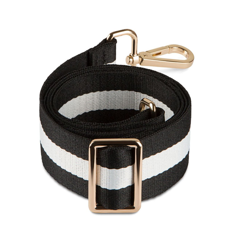 Adjustable Woven Bag Strap black and white - Gabriellebyp